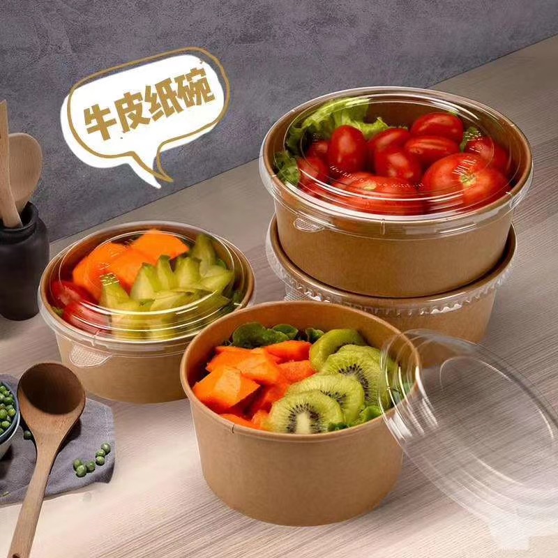 طباعة وعاء ورق السلطة مع غطاء PET